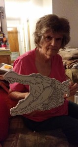 Alligator Robb's mom holding the sticker!
